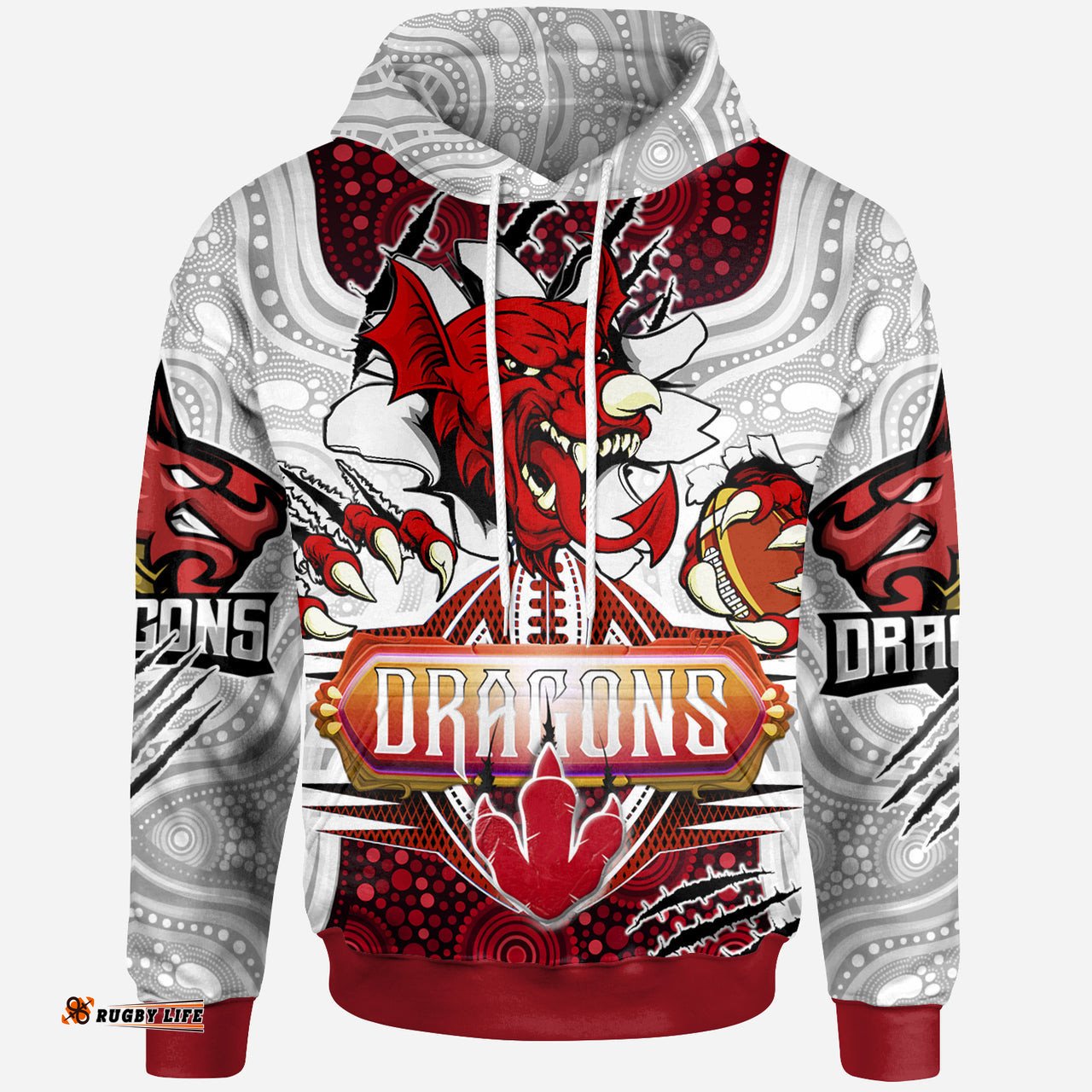 st george aboriginal rugby hoodie custom indigenous super dragons scratch style rlt13