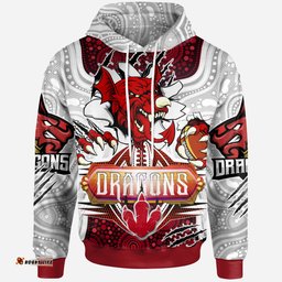 st george aboriginal rugby hoodie custom indigenous super dragons scratch style rlt13