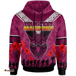 maroons rugby hoodie custom anzac maroons hoodie rlt13