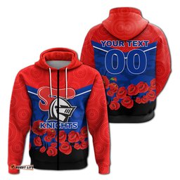 custom personalised newcastle knights anzac day indigenous art hoodie