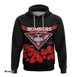 essendon bombers anzac day hoodie indigenous art