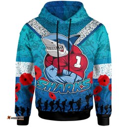 sharks rugby hoodie custom anzac day sharks hoodie rlt13