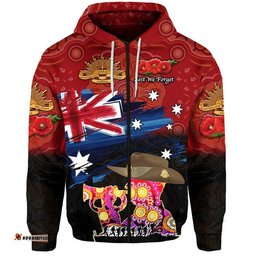 australia aboriginal anzac zip up and pullover hoodie remembrance vibes red