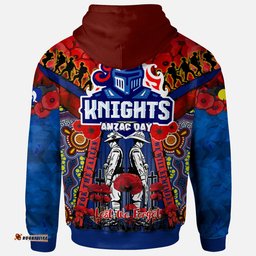 knights rugby anzac custom watercolour hoodie remembrance indigenous newcastle knights with poppy flower