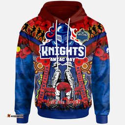 knights rugby anzac custom watercolour hoodie remembrance indigenous newcastle knights with poppy flower