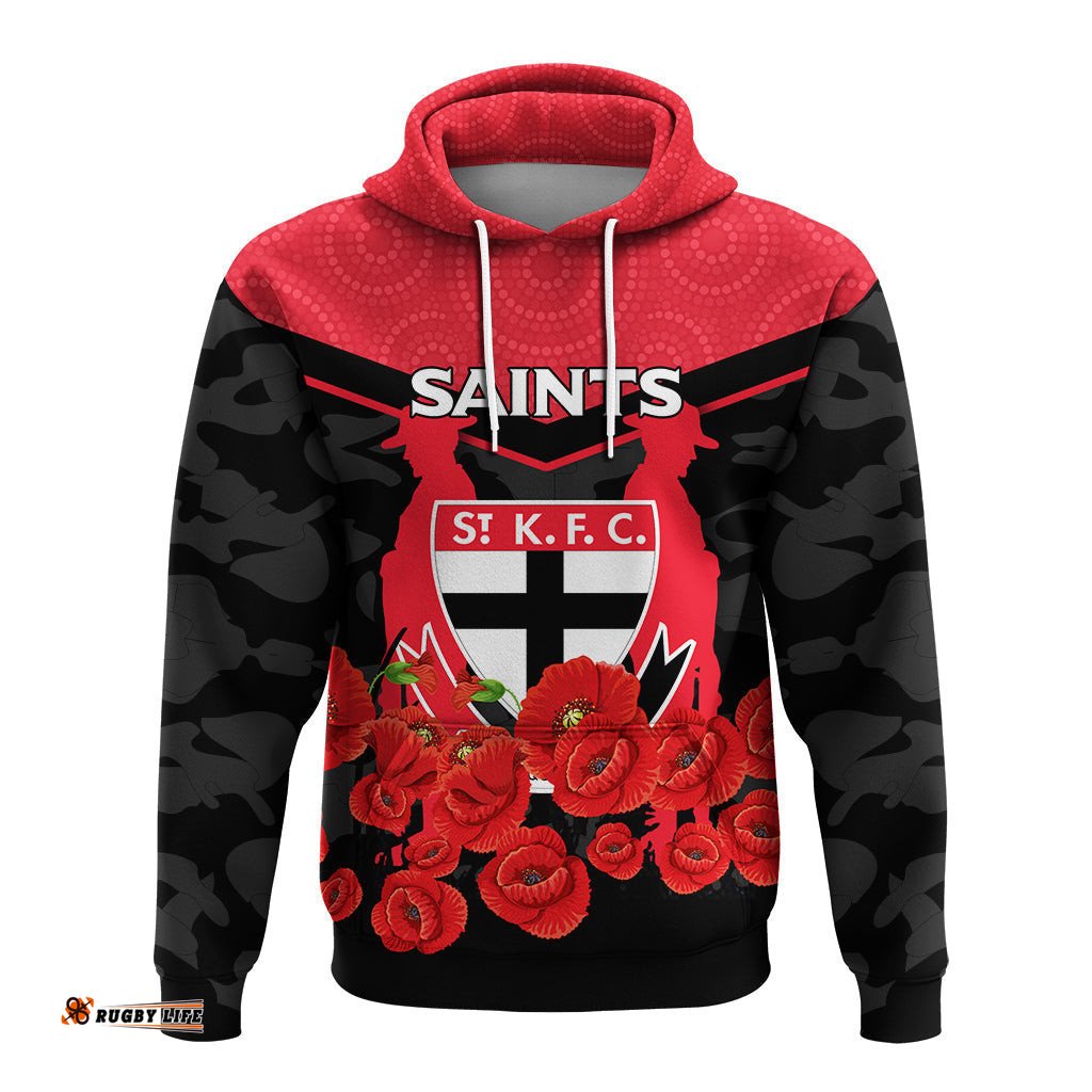 st kilda saints anzac day indigenous art hoodie