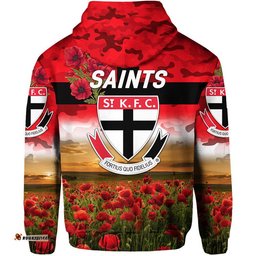 st kilda saints anzac zip up and pullover hoodie poppy vibes
