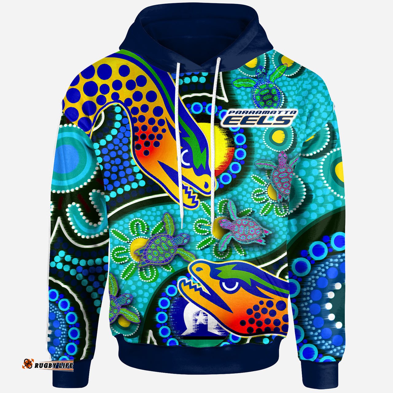 eels rugby hoodie custom indigenous eels with aboriginal and torres strait islander flag rlt13