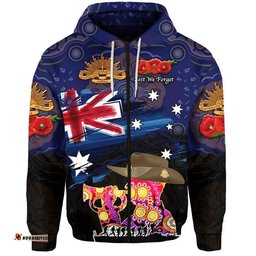 australia aboriginal anzac zip up and pullover hoodie remembrance vibes navy