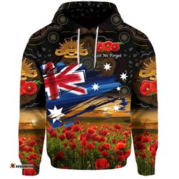 australia aboriginal anzac zip up and pullover hoodie poppy vibes black