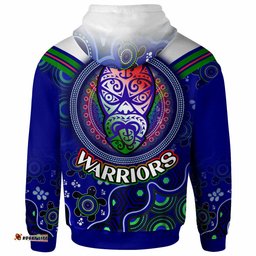 warriors rugby hoodie custom warriors aboriginal dot art vector painting with turtle hoodie