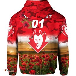 custom personalised federal football club anzac zip up and pullover hoodie poppy vibes