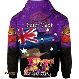 custom personalised australia aboriginal anzac zip up and pullover hoodie remembrance vibes purple