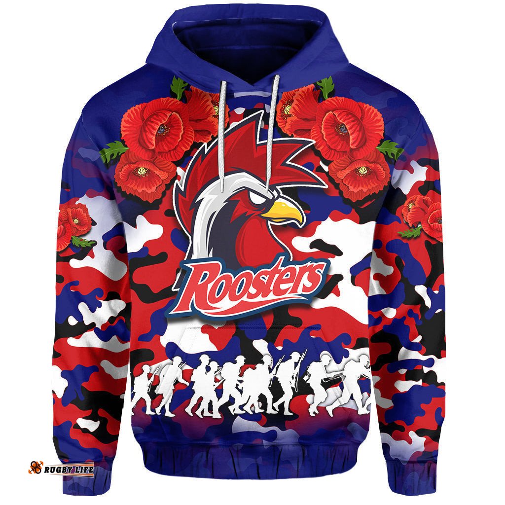 anzac day hoodie roosters army style