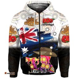 australia aboriginal anzac zip up and pullover hoodie remembrance vibes white