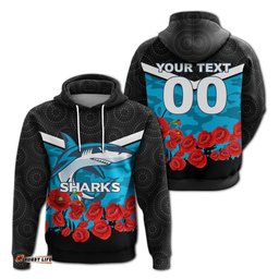 custom personalised cronulla sutherland sharks anzac day indigenous art hoodie