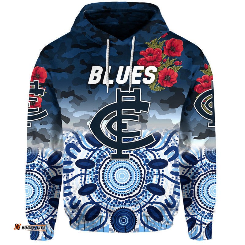 carlton blues anzac zip up and pullover hoodie indigenous vibes
