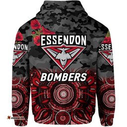 essendon bombers anzac zip up and pullover hoodie indigenous vibes black