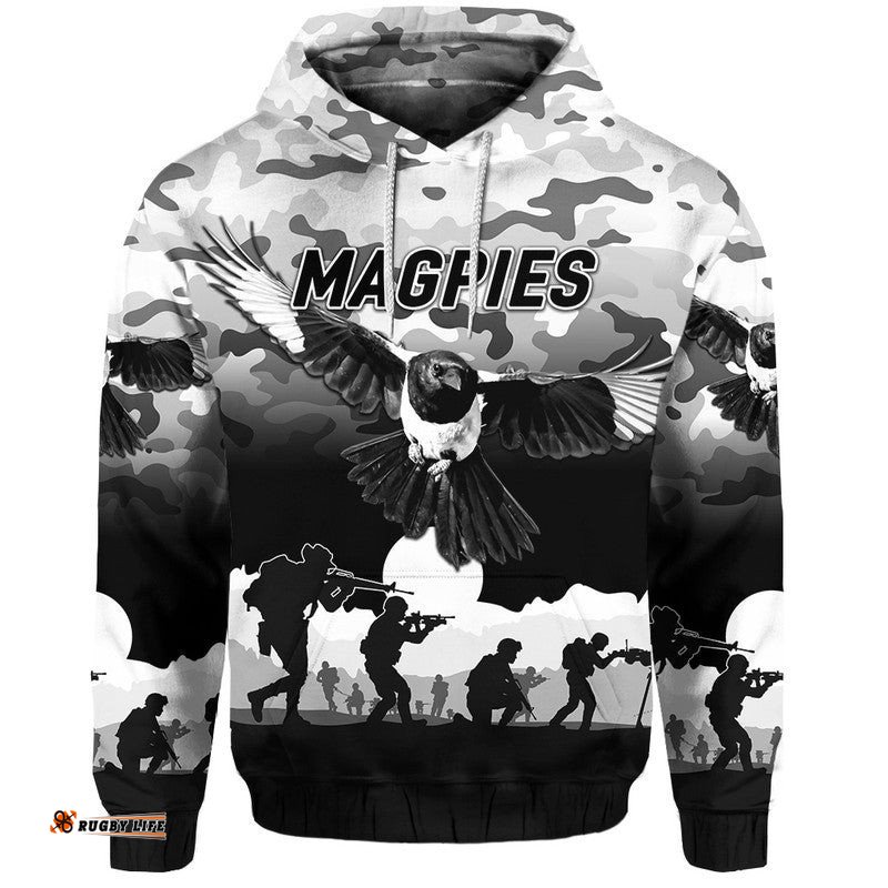 custom personalised collingwood magpies anzac zip up and pullover hoodie simple style