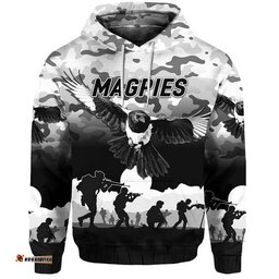 custom personalised collingwood magpies anzac zip up and pullover hoodie simple style