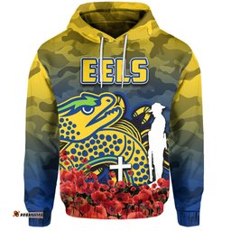 parramatta eels hoodie anzac day poppy flowers with army patterns