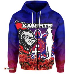 newcastle knights hoodie anzac day poppy flowers with army patterns