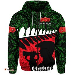 new zealand maori anzac zip up and pullover hoodie remembrance soldier green