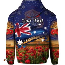 custom personalised australia aboriginal anzac zip up and pullover hoodie poppy vibes navy