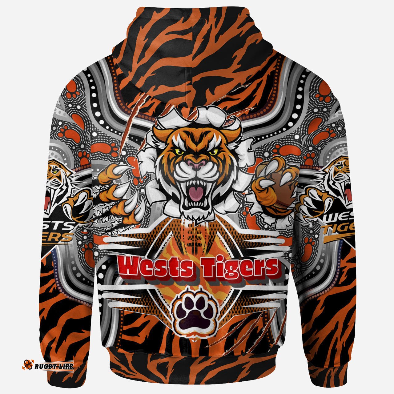 western suburbs balmain wests tigers rugby aboriginal hoodie custom indigenous super wests tigers scratch style rlt13