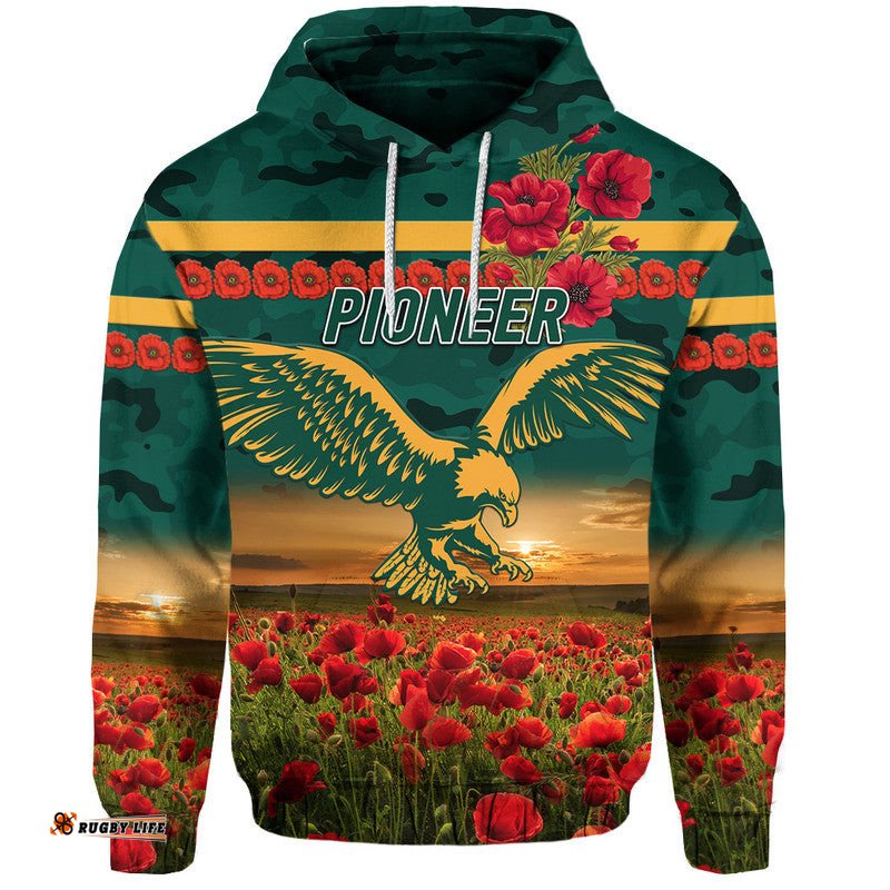 pioneer football club anzac zip up and pullover hoodie poppy vibes