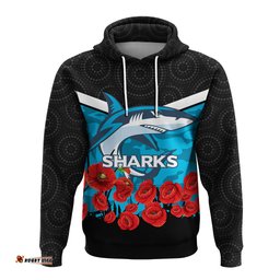 cronulla sutherland sharks anzac day indigenous art hoodie