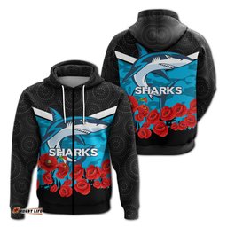 cronulla sutherland sharks anzac day indigenous art hoodie