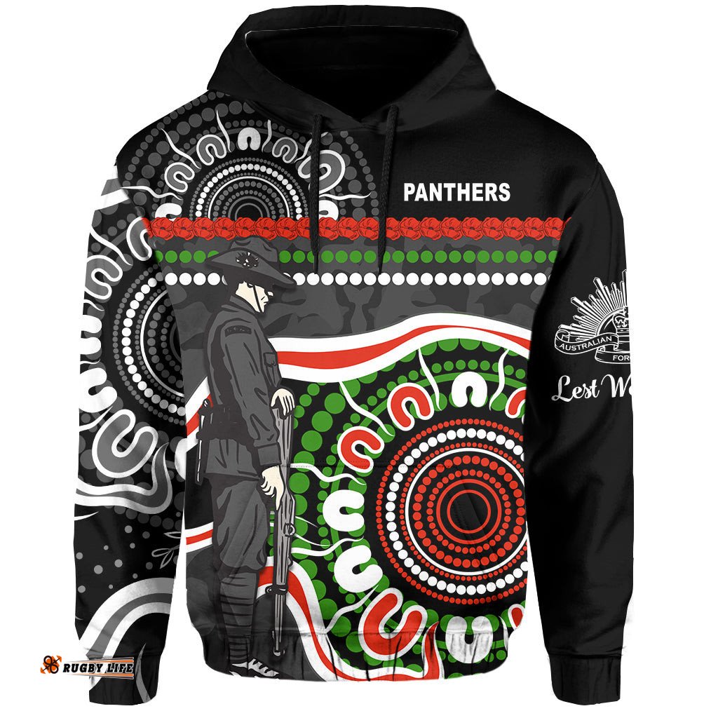 panthers anzac day hoodie aboriginal lest we forget ver01
