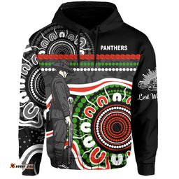panthers anzac day hoodie aboriginal lest we forget ver01