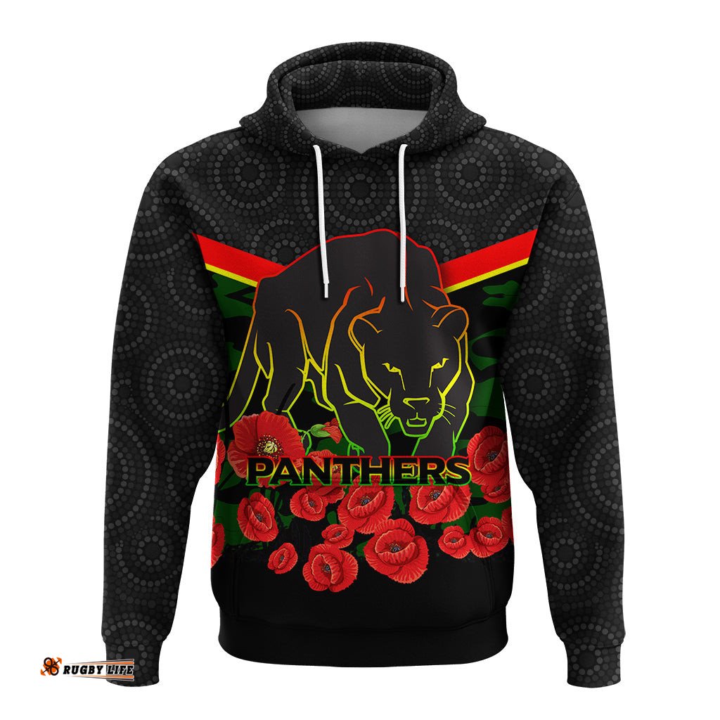 panthers anzac day hoodie indigenous art