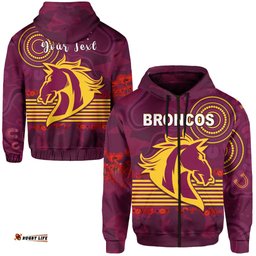 custom personalised broncos anzac day hoodie aboriginal lest we forget ver01