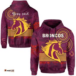 custom personalised broncos anzac day hoodie aboriginal lest we forget ver01