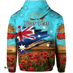 custom personalised australia aboriginal anzac zip up and pullover hoodie poppy vibes blue