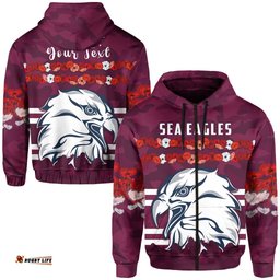 custom personalised sea eagles anzac day hoodie poppy lest we forget