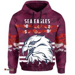 custom personalised sea eagles anzac day hoodie poppy lest we forget
