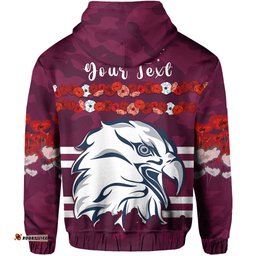 custom personalised sea eagles anzac day hoodie poppy lest we forget