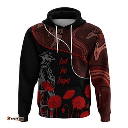 australia anzac day hoodie aboriginal art with poppies