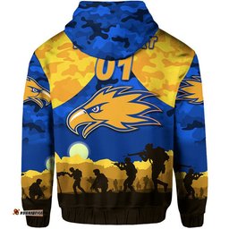 custom personalised west coast eagles anzac zip up and pullover hoodie simple style royal blue