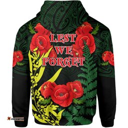 anzac day hoodie maori patterns green color