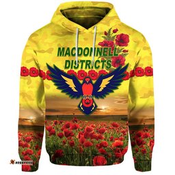 custom personalised macdonnell districts anzac zip up and pullover hoodie poppy vibes