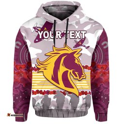 custom personalised broncos anzac day hoodie aboriginal lest we forget ver02