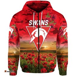 sydney swans anzac zip up and pullover hoodie poppy vibes