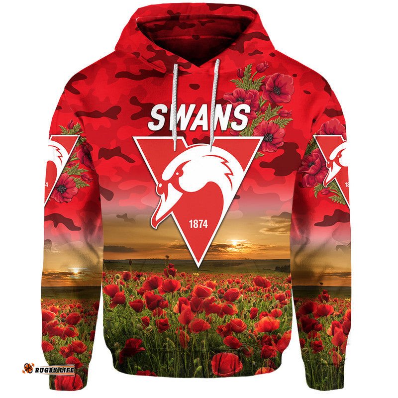 sydney swans anzac zip up and pullover hoodie poppy vibes