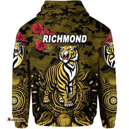 richmond tigers anzac zip up and pullover hoodie indigenous vibes black