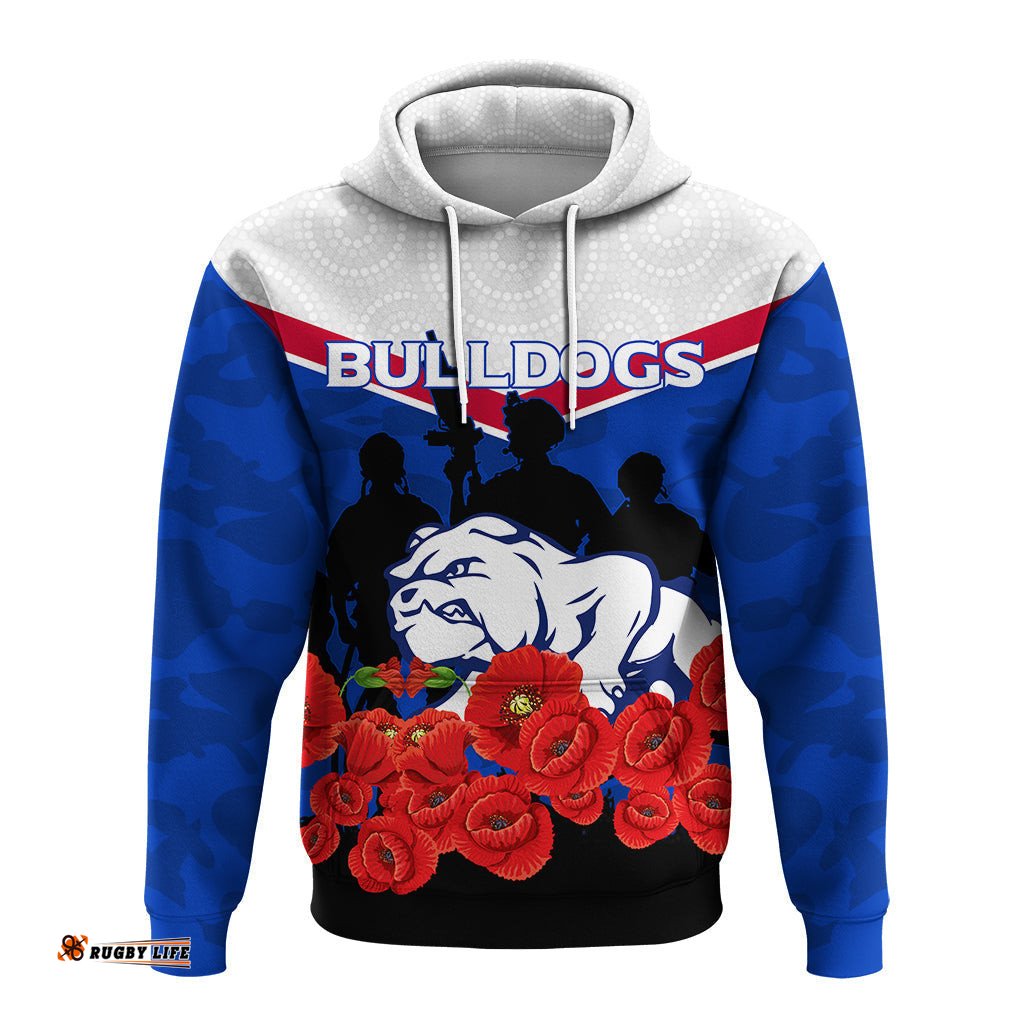 bulldogs anzac day indigenous art hoodie